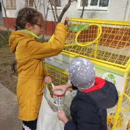 Отнесли ПЭТ бутылки в контейнер